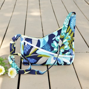 Blue Floral Asymmetrical Sling Bag