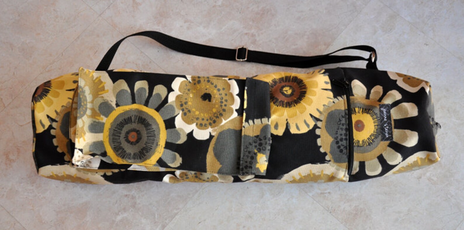 Yoga Mat Bag, Pilates Mat Bag, Black, Brown, Tan, Yellow, and Ivory