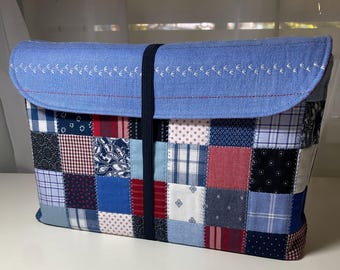 Quilted Bible Cover Clutch, Patchwork Book Sleeve, Upcycled Fabric Bible Bag, Americana Style, Faith Gift for Women (Medium)