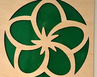 Plywood Flower and Recycled Aluminum in Green