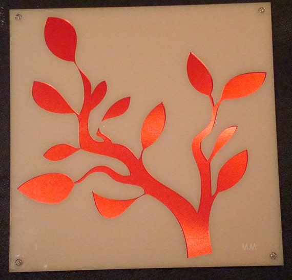 Acrylic Tree Branch and Recycled Aluminum in Red