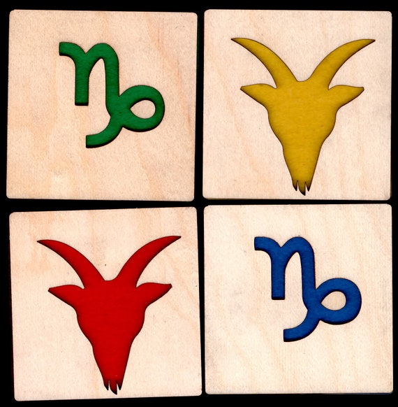 4 Capricorn Zodiac Coasters wooden laser cut natural eco-friendly Waterproof plywood birch and Felt