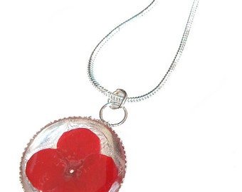 Red Verbena /sterling silver pendant