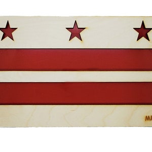 Washington DC Flag Plywood and Recycled Aluminum in Red image 1