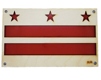 Washington DC Flag Plywood and Recycled Aluminum in Red