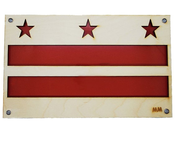 Washington DC Flag Plywood and Recycled Aluminum in Red