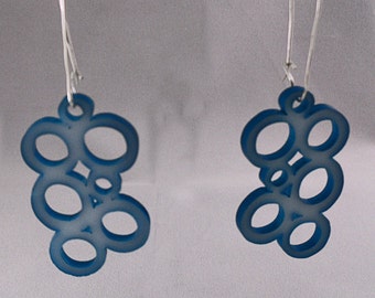 Enameled and Acrylic Bubble Earrings in Teal