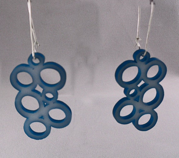 Enameled and Acrylic Bubble Earrings in Teal