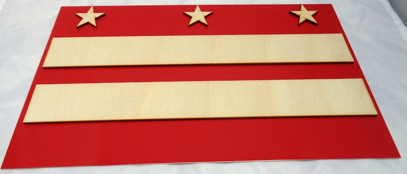 Washington DC Flag Plywood and Recycled Aluminum in Red image 3