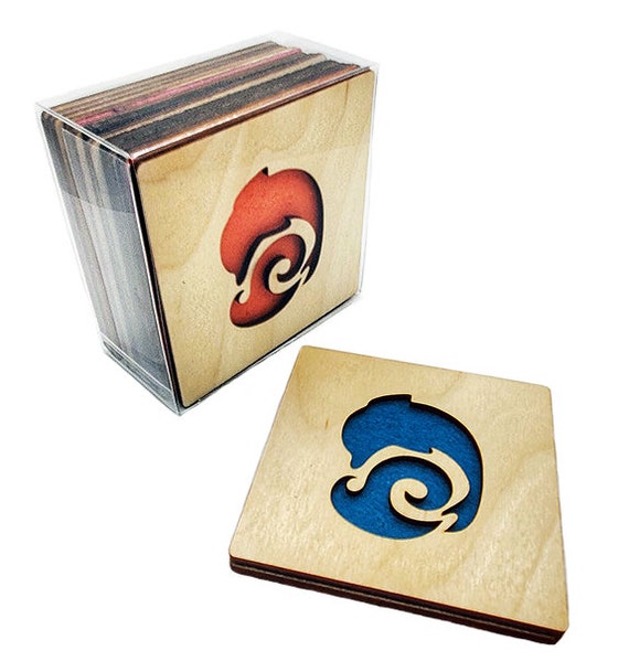 4 Sea shell Coasters wooden laser cut natural eco-friendly Waterproof plywood birch and Felt