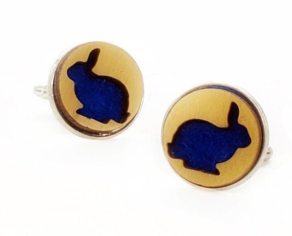 Bunny cuff links of stainless Steel, Plywood and Felt for Father's Day Gift, 5th anniversary gift, Groomsmen gift, Wedding cuff links