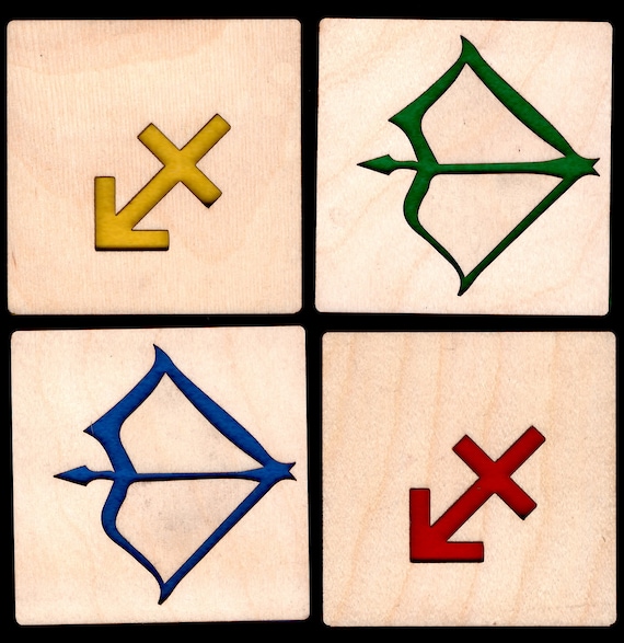 4 Sagittarius Zodiac Astrological Coasters wooden laser cut natural eco-friendly Waterproof plywood birch and Felt