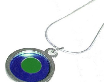 Small Two Tone round blue/green Pendant