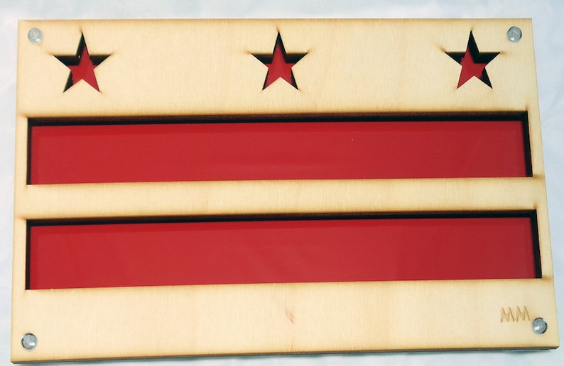 Washington DC Flag Plywood and Recycled Aluminum in Red image 2