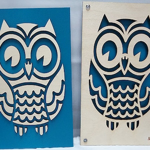 Owl set from Plywood and Recycled Aluminum in Teal