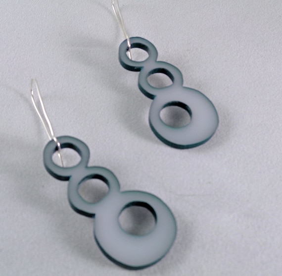 Enameled and Acrylic Bubble Earrings in Teal