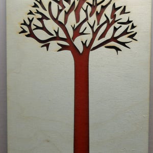 Tree of Life from Plywood and Recycled Aluminum in Red