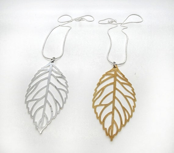 Enameled Filigree Leaf Pendant in Gold or Silver