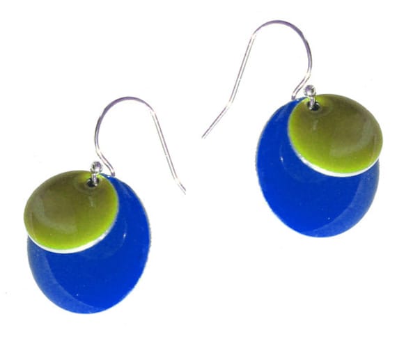 6 way Enamel and Silver Earrings