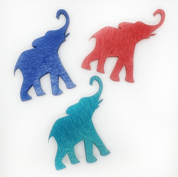 Wooden Elephant Magnets 3pcs - Fridge magnets - Wedding magnets - Save the date magnets- Custom