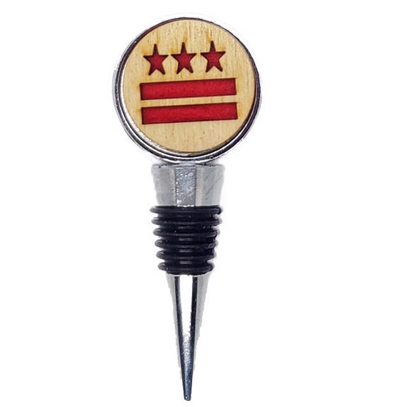 DC Flag Wine Stopper - Bottle Stoppers - Wine Bottle Stoppers with Plywood and felt-Gift for a wine lover-Hostess Gift-Housewarming Gift