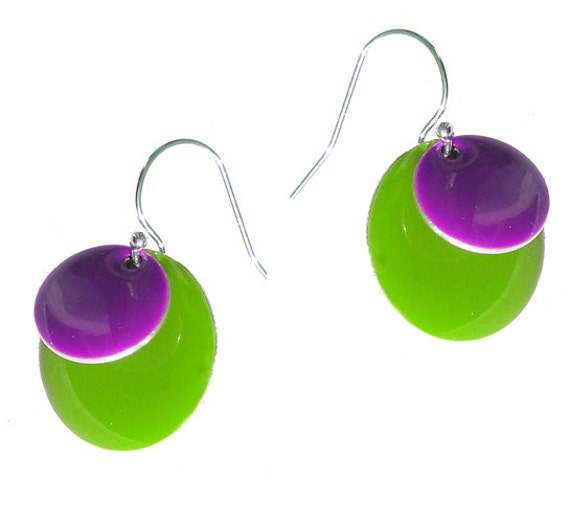 Enamel and Silver Earrings