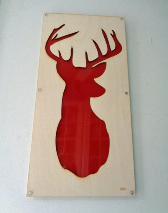 Plywood Deer and Recycled Aluminum in Red