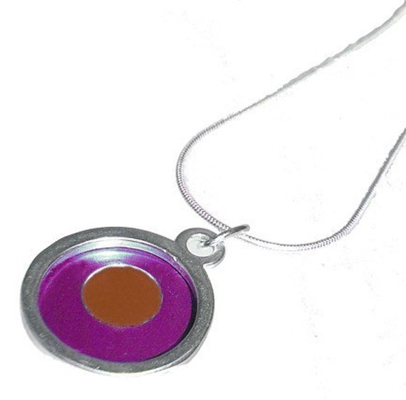 Small Two Tone round fuchsia/orange Pendant