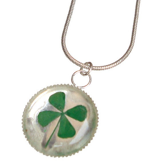 Lucky Four Leaf Clover/silver pendant/ St. Patrick's Day