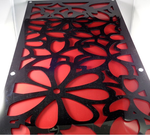 Flowers Acrylic and Recycled Aluminum in Black and red