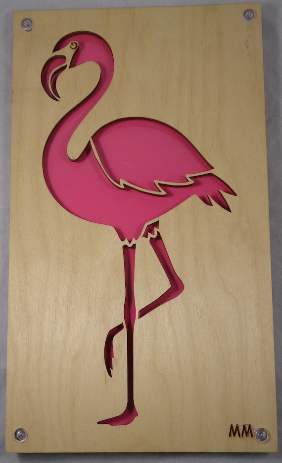 Flamingo from Plywood and Recycled Aluminum in Pink