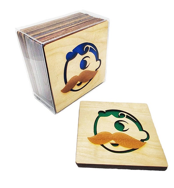 4 Natty Coasters wooden laser cut natural eco-friendly Waterproof plywood birch and Felt