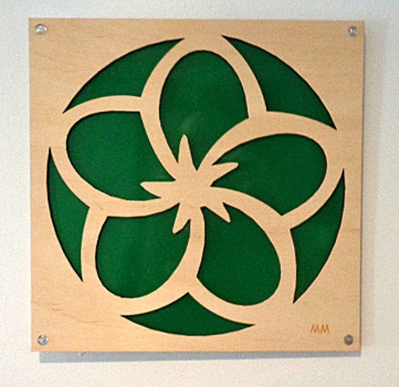 Plywood Flower and Recycled Aluminum in Green