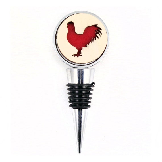 Rooster Wine Stopper - Bottle Stoppers - Wine Bottle Stoppers with Plywood and felt-Gift for a wine lover-Hostess Gift-Housewarming Gift