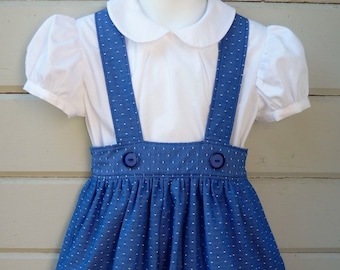 Vintage School Girl Skirt with Peter Pan Collar Blouse Made to order in sizes 2 through 8