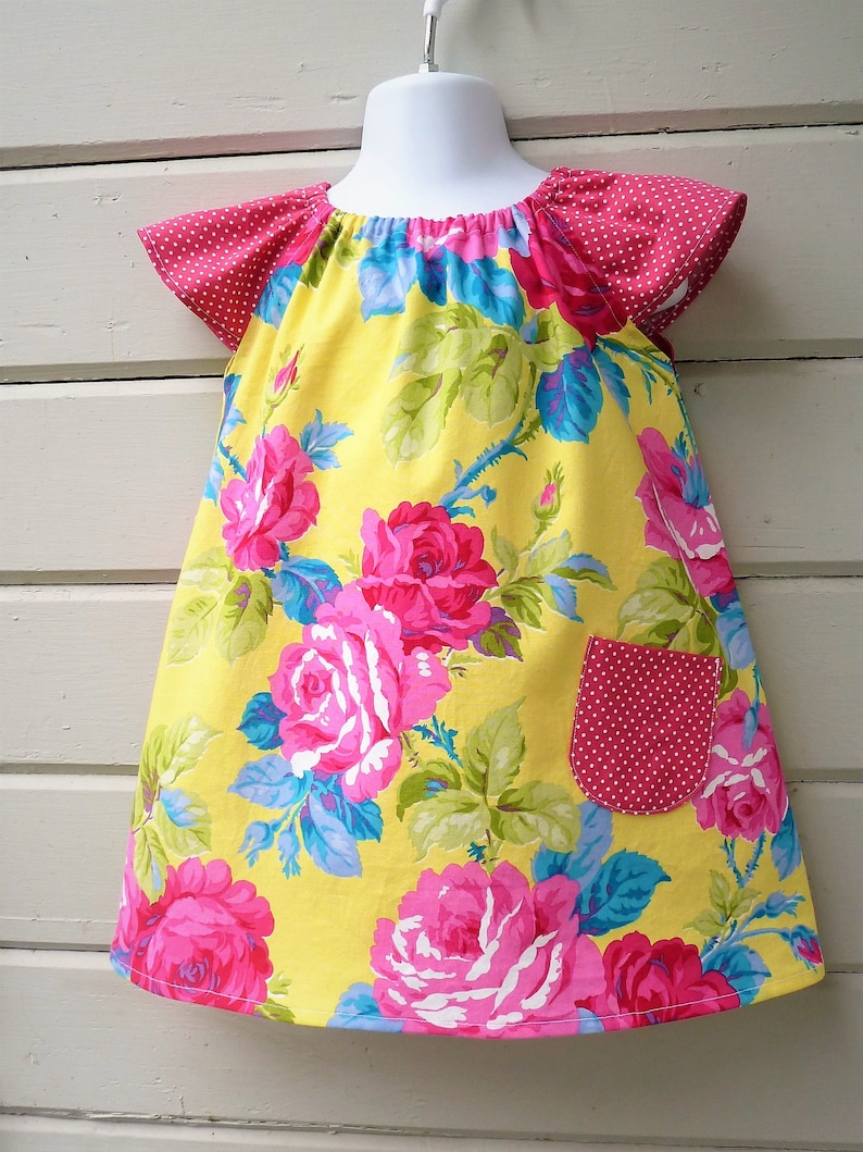 Sunny Yellow Peasant Dress for Girls Size 1T Through 3T Etsy