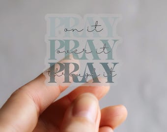 Pray Pray Pray Sticker | Retro Laptop Sticker, Water Bottle Sticker, Kiss Cut, Best Friend Gift, Christian, Personalize Sticker