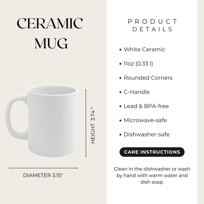 K&ouml;nnte beinhalten: Wei&szlig;e Keramiktasse mit C-Henkel. Die Tasse ist 9,5 cm hoch und 8 cm im Durchmesser. Sie ist mikrowellen- und sp&uuml;lmaschinenfest.