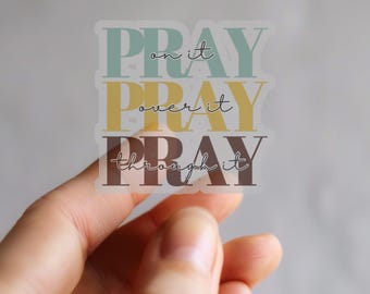 Pray Pray Pray Sticker | Retro Laptop Sticker, Water Bottle Sticker, Kiss Cut Vinyl, Best Friend Gift, Christian, Vintage Style