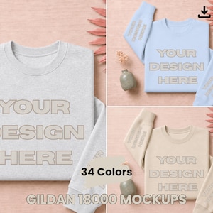 Gildan 18000 Sweatshirt Mockup Bundle 34 Colors  Folded Crewneck Mockup JPEG Instant Download POD Mockup for Etsy Sellers