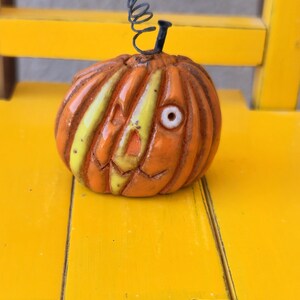 Miniature Ceramic Jack-o-lantern, Halloween Decor (B11)