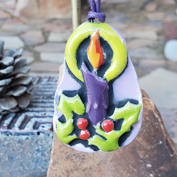 Reversible Ceramic Christmas Candle/Snowman Ornament/Decoration