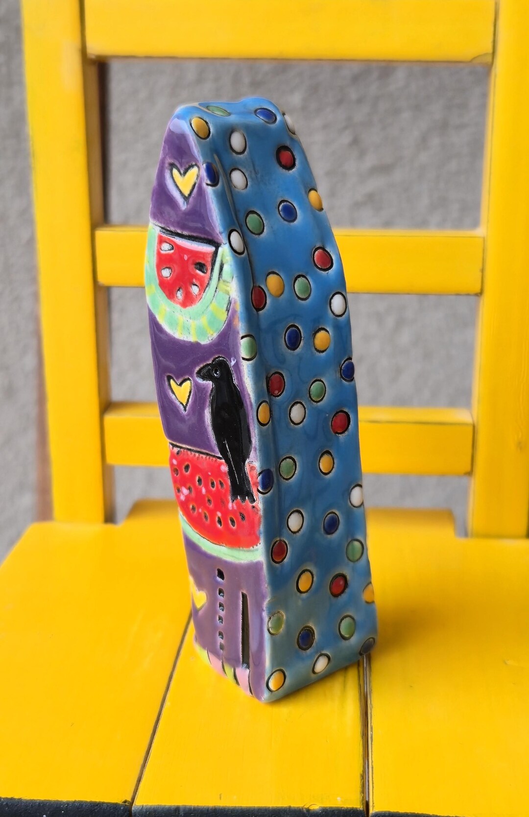 Ceramic House Rattle With a Raven and Watermelon Slices - Etsy