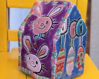 Ceramic House Rattle with Easter Fun