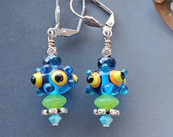 Lampwork Glass Bead Earrings in Turquoise Blue