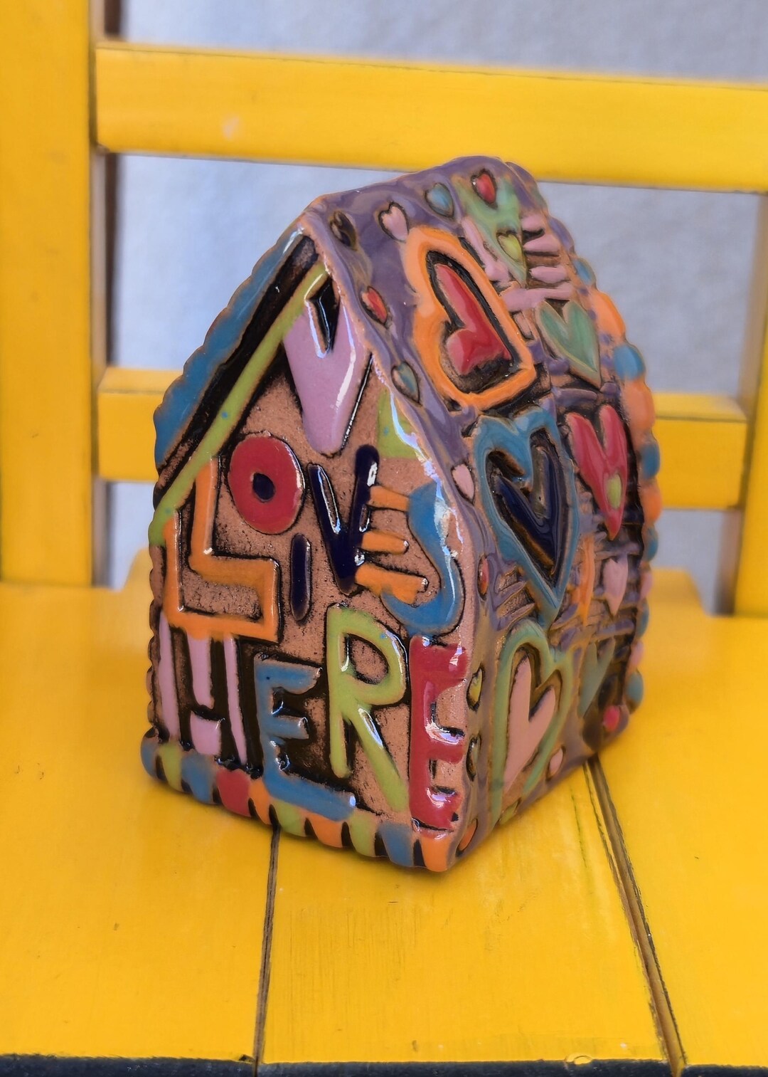 Ceramic House Rattle With Love Lives Here and Hearts - Etsy