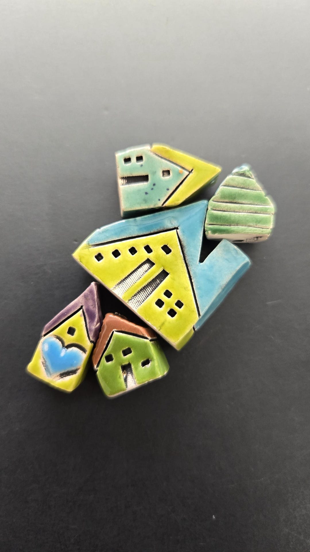 Set of 5 Ceramic House Beads - Etsy