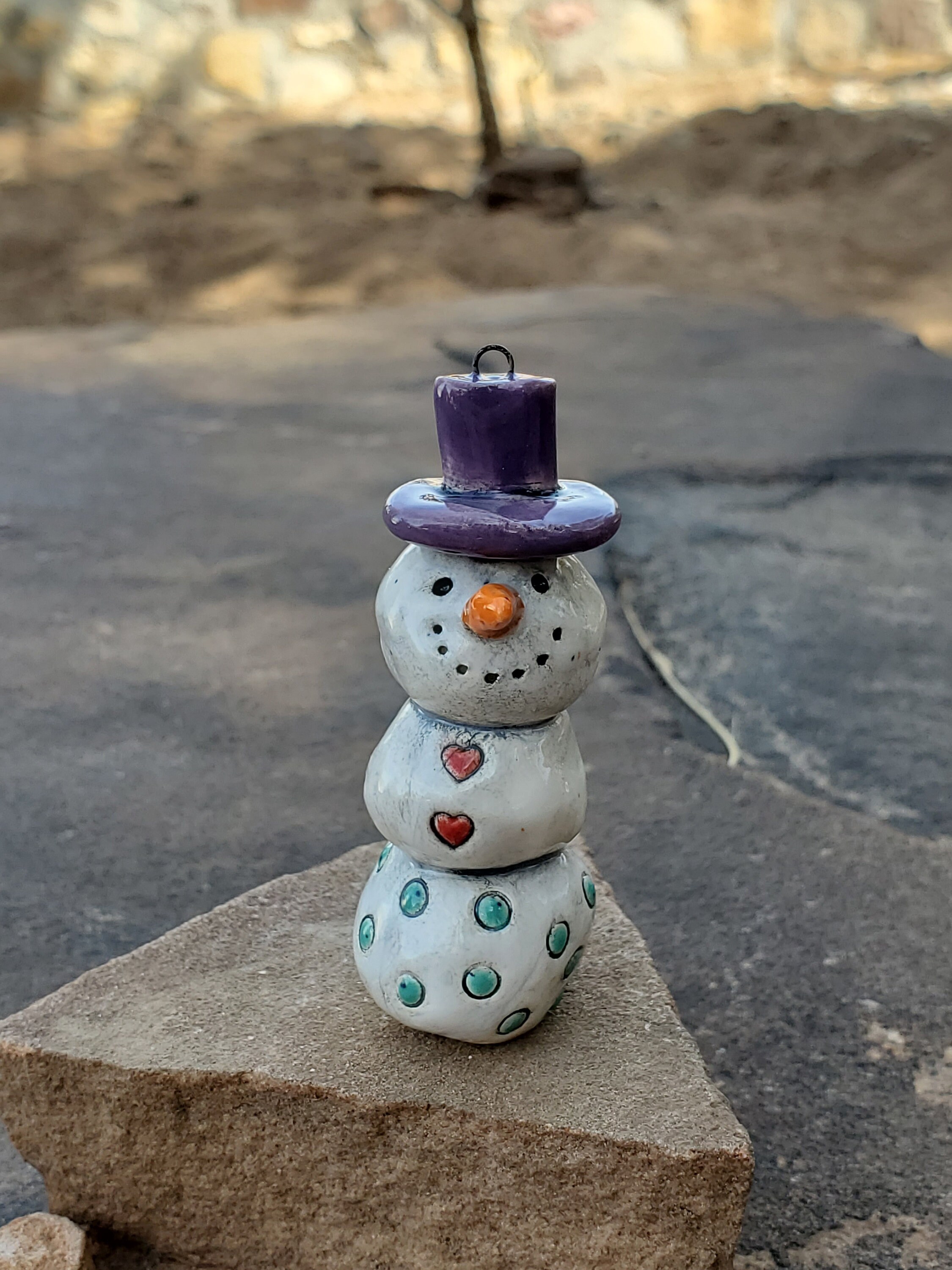 Ceramic Snowman Christmas Ornament Etsy