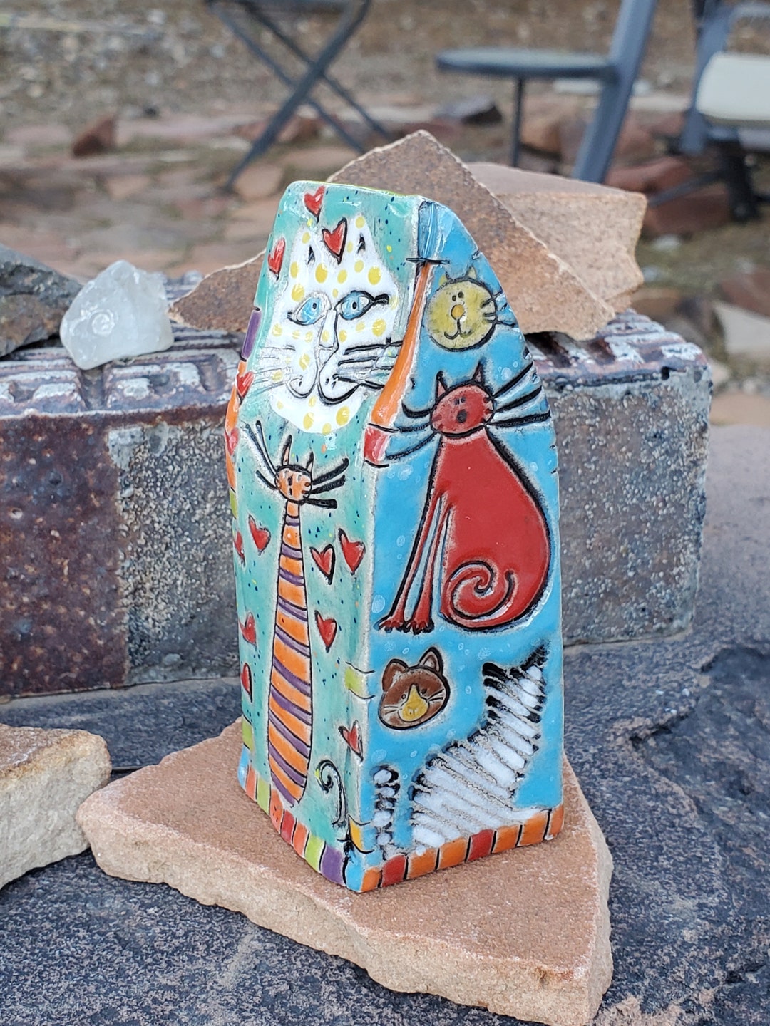 Ceramic House Rattle With Colorful Cat Scenes - Etsy