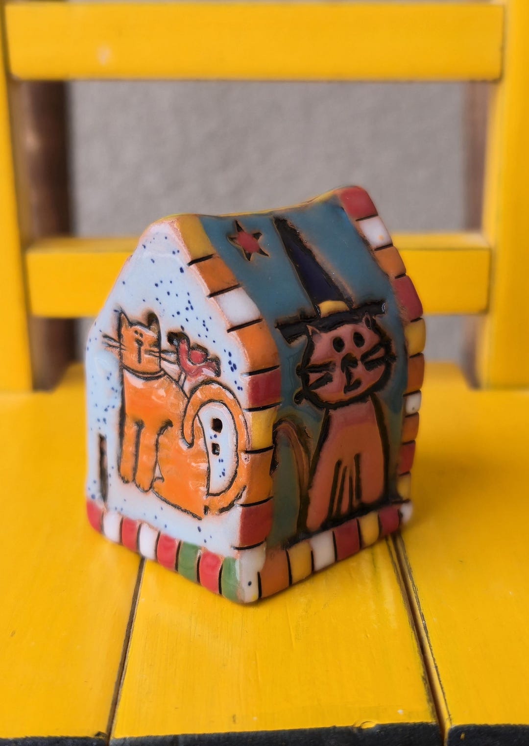 Ceramic House Rattle With Colorful Cats - Etsy